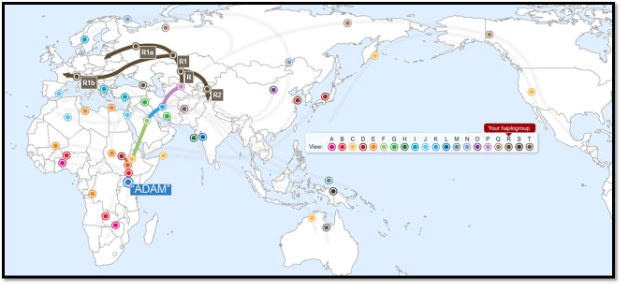 Migration map for Haplogroup R (source: FTDNA)